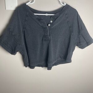 Forever 21 Charcoal Button-Up Crop Top